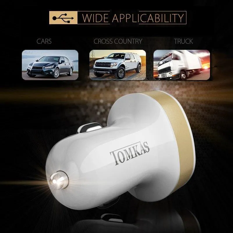 Tomkas Autoladegerät, universelles Dual-Port-USB-Autoladegerät, Handy, 5V2.1A-Ladegerät, USB-Adapter für Samsung, Xiaomi, schnelles Aufladen