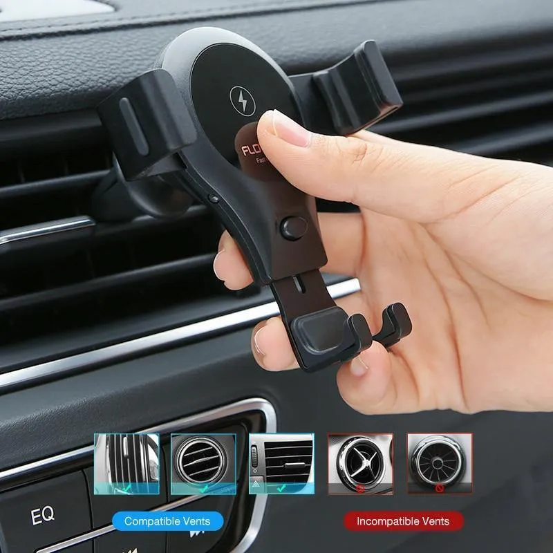 FLOVEME 10W Qi Auto-Wireless-Ladegerät für iPhone X 8 Samsung S8 S9 Schnelles kabelloses Laden Schwerkraft-Autohalterung Telefonhalter Ladegerät
