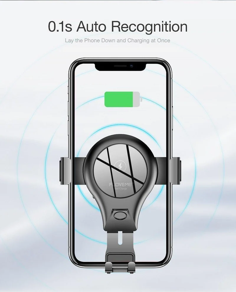 FLOVEME 10W Qi Auto-Wireless-Ladegerät für iPhone X 8 Samsung S8 S9 Schnelles kabelloses Laden Schwerkraft-Autohalterung Telefonhalter Ladegerät