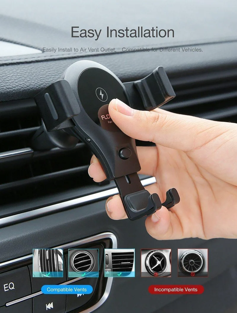 FLOVEME 10W Qi Auto-Wireless-Ladegerät für iPhone X 8 Samsung S8 S9 Schnelles kabelloses Laden Schwerkraft-Autohalterung Telefonhalter Ladegerät