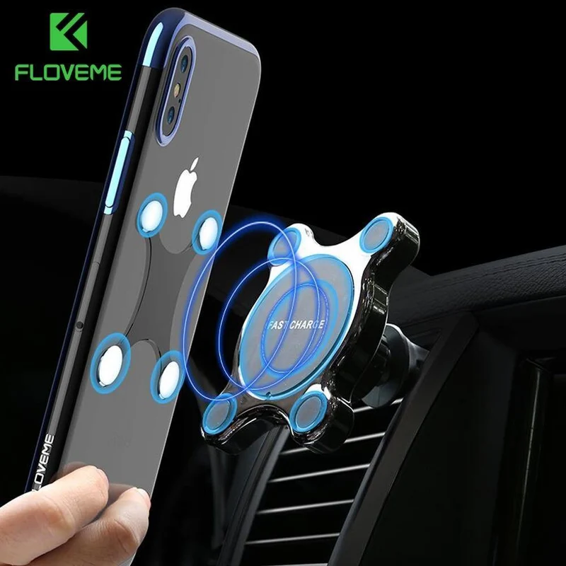 FLOVEME Auto Qi Wireless Ladegerät für iPhone X XS MAX Schnellladegerät Magnetischer Autotelefonhalter für Samsung Galaxy S9 S8 Plus Note 9