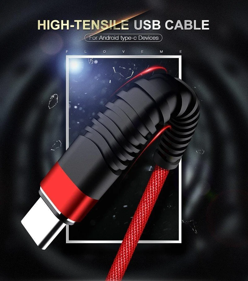 FLOVEME USB Typ C Kabel Für Samsung Galaxy S9 S8 Plus Note 8 Hochfestes USB C Kabel Für Nokia 8 7 Plus P10 Telefon Ladegerät Cabo