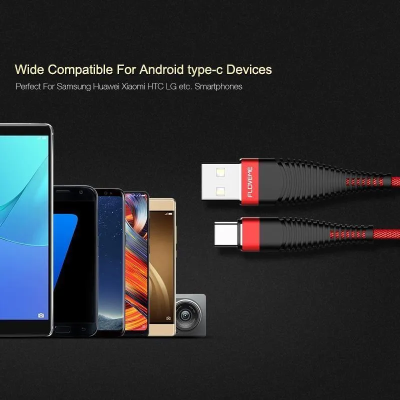 FLOVEME USB Typ C Kabel Für Samsung Galaxy S9 S8 Plus Note 8 Hochfestes USB C Kabel Für Nokia 8 7 Plus P10 Telefon Ladegerät Cabo