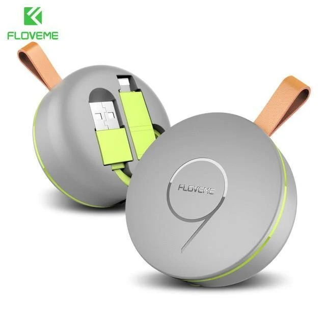 FLOVEME 2 in 1 USB Einziehbares Kabel für iPhone/Micro USB 2.1A Ladung für iOS iPhone X 10 7 8 SE Ladegerät Handykabel 1m