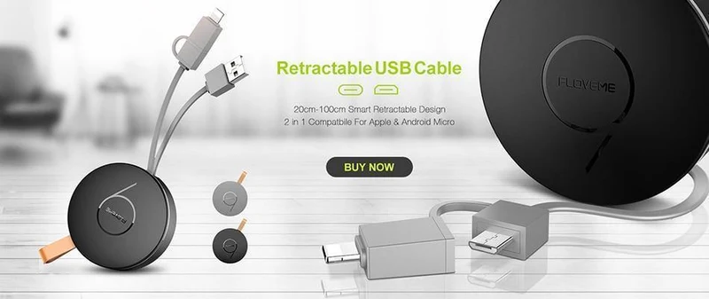 FLOVEME 2 in 1 USB Einziehbares Kabel für iPhone/Micro USB 2.1A Ladung für iOS iPhone X 10 7 8 SE Ladegerät Handykabel 1m