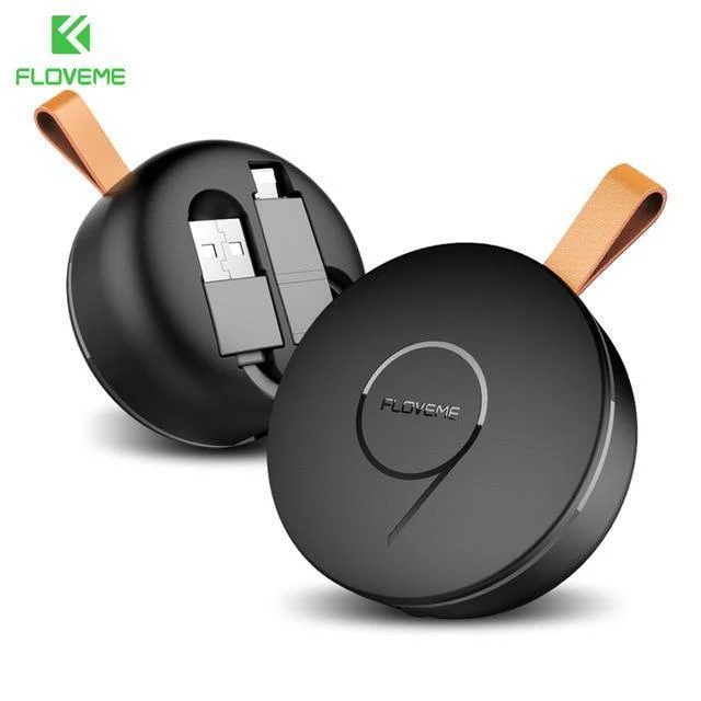 FLOVEME 2 in 1 USB Einziehbares Kabel für iPhone/Micro USB 2.1A Ladung für iOS iPhone X 10 7 8 SE Ladegerät Handykabel 1m