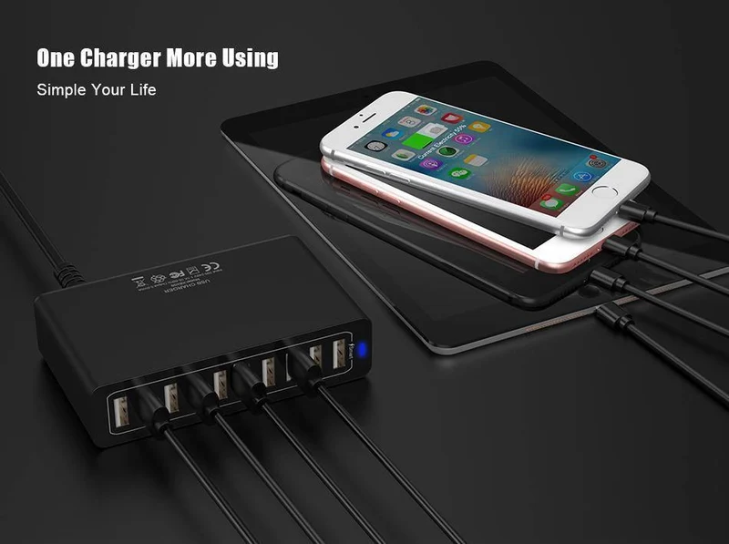 FLOVEME 10-Anschlüsse USB-Ladegerät Smart Desktop-Ladegeräte für Smartphones und Tablets Handy-Reiseladegerät Adapter EU / US-Stecker