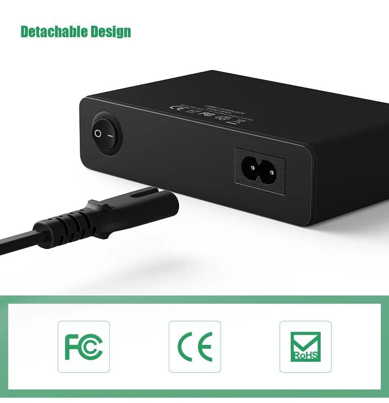 FLOVEME 10-Anschlüsse USB-Ladegerät Smart Desktop-Ladegeräte für Smartphones und Tablets Handy-Reiseladegerät Adapter EU / US-Stecker