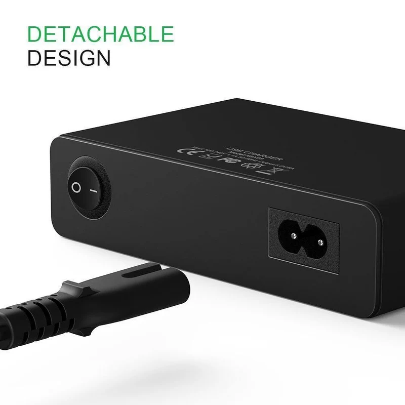 FLOVEME 10-Anschlüsse USB-Ladegerät Smart Desktop-Ladegeräte für Smartphones und Tablets Handy-Reiseladegerät Adapter EU / US-Stecker
