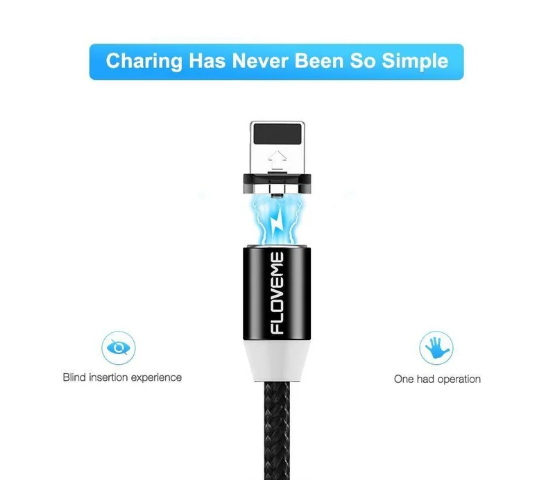 FLOVEME LED Magnetisches Micro-USB-Kabel 1M Geflochtenes 5V/2A Magnet-Ladetelefonkabel für Samsung Galaxy S6 S7 Edge Xiaomi Redmi 4X
