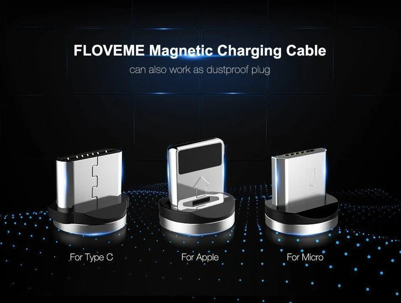 FLOVEME LED Magnetisches Micro-USB-Kabel 1M Geflochtenes 5V/2A Magnet-Ladetelefonkabel für Samsung Galaxy S6 S7 Edge Xiaomi Redmi 4X