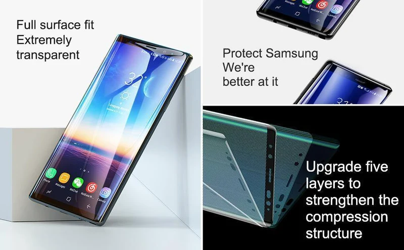 Baseus 3D Surface Displayschutzfolie für Samsung Note 9, 0.3 mm dünnes 9H gehärtetes Glas für Samsung Galaxy Note 9 Schutzglas