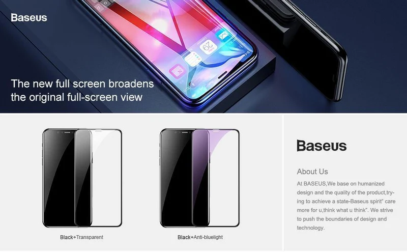 Baseus 0.3 mm gehärtetes Glas für iPhone Xs Xs Max XR Displayschutzfolie vollständige Abdeckung Schutzglas für iPhone X Xs Xs Max 2018