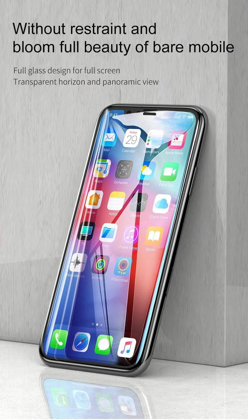Baseus 0.3 mm gehärtetes Glas für iPhone Xs Xs Max XR Displayschutzfolie vollständige Abdeckung Schutzglas für iPhone X Xs Xs Max 2018