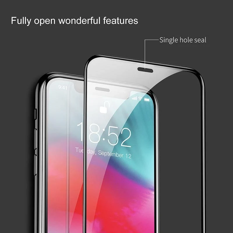 Baseus 0.3 mm gehärtetes Glas für iPhone Xs Xs Max XR Displayschutzfolie vollständige Abdeckung Schutzglas für iPhone X Xs Xs Max 2018