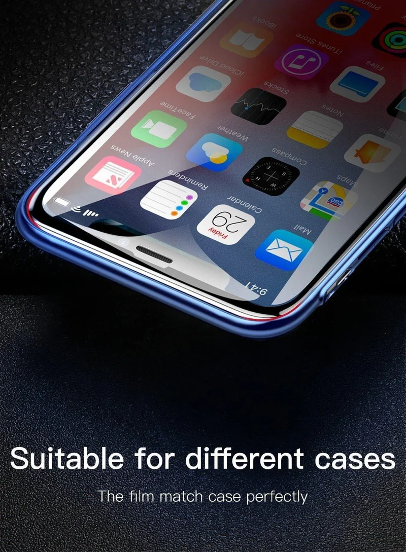 Baseus 0.23 mm Displayschutz für iPhone Xs XR Xs Max 2018 Schutzglas Volle Abdeckung gehärtetes Glas für iPhone X Anti Spy