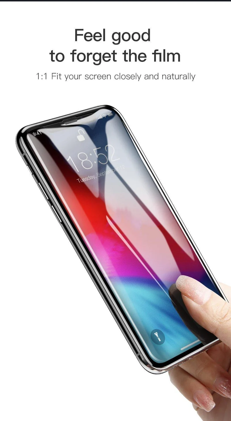 Baseus 0.23 mm Displayschutz für iPhone Xs XR Xs Max 2018 Schutzglas Volle Abdeckung gehärtetes Glas für iPhone X Anti Spy