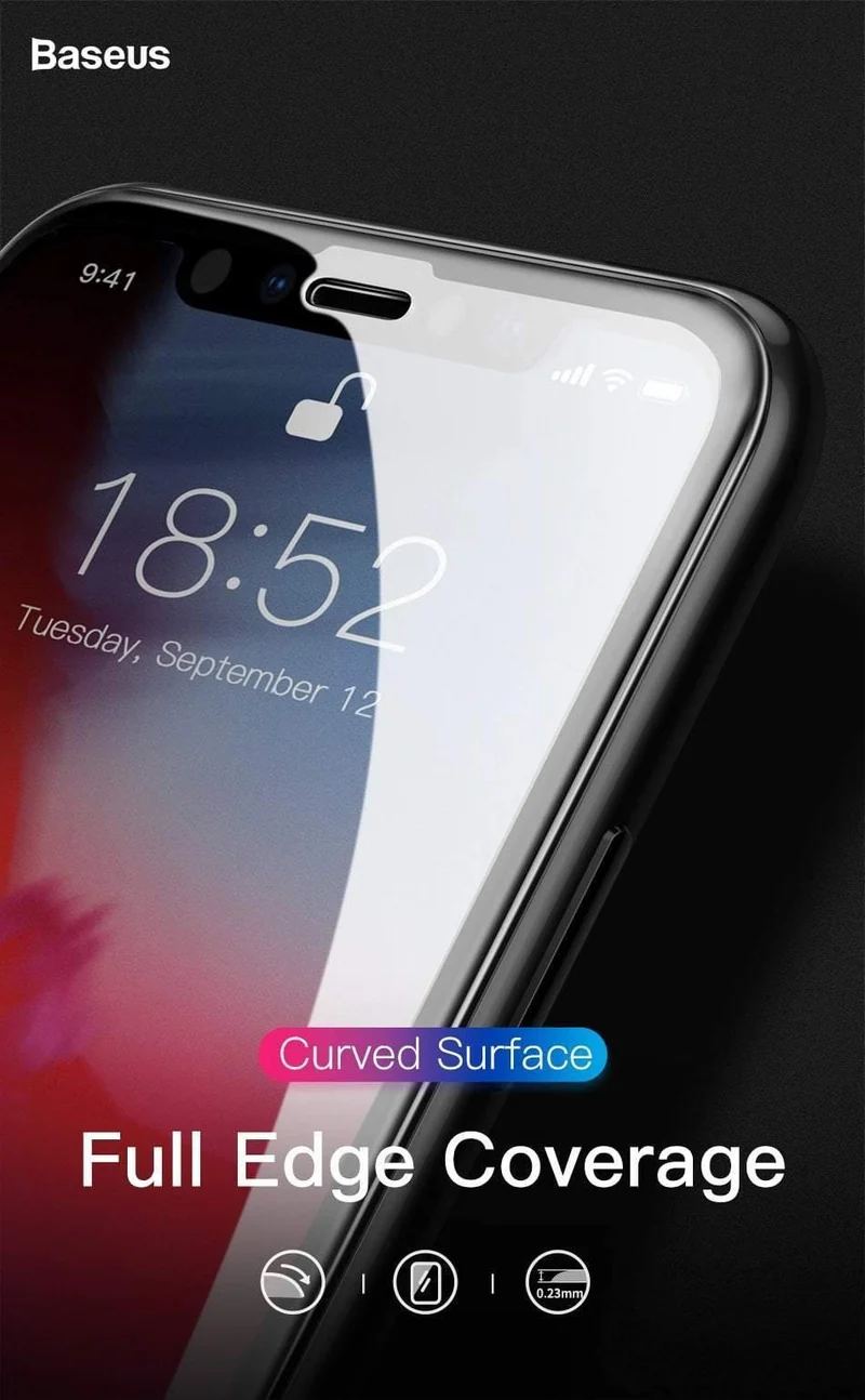 Baseus 0.23 mm Displayschutz für iPhone Xs XR Xs Max 2018 Schutzglas Volle Abdeckung gehärtetes Glas für iPhone X Anti Spy