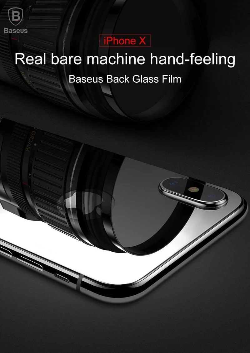 Baseus 0.3 mm Rückschutz für iPhone X gehärtetes Glas Rückabdeckung Ultradünnes kratzfestes Glas für iPhone X Rückfolie