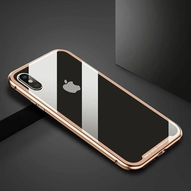 Baseus Magnetische Adsorption Flip Case für iPhone Xs Max Xs Metallrahmen Hartglashülle für iPhone Xs 2018 Telefon Coque Cover
