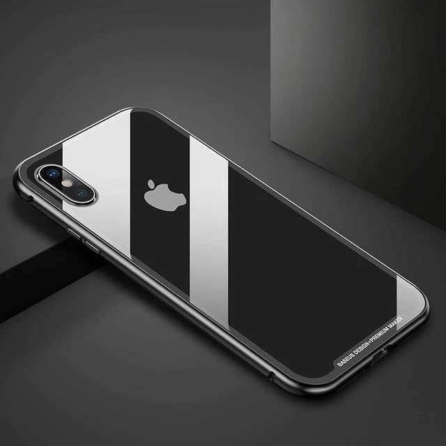 Baseus Magnetische Adsorption Flip Case für iPhone Xs Max Xs Metallrahmen Hartglashülle für iPhone Xs 2018 Telefon Coque Cover