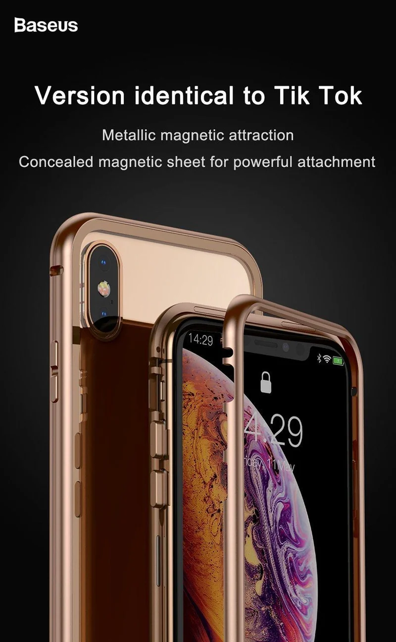 Baseus Magnetische Adsorption Flip Case für iPhone Xs Max Xs Metallrahmen Hartglashülle für iPhone Xs 2018 Telefon Coque Cover