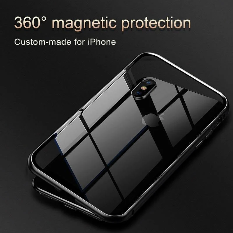 Baseus Magnetische Adsorption Flip Case für iPhone Xs Max Xs Metallrahmen Hartglashülle für iPhone Xs 2018 Telefon Coque Cover