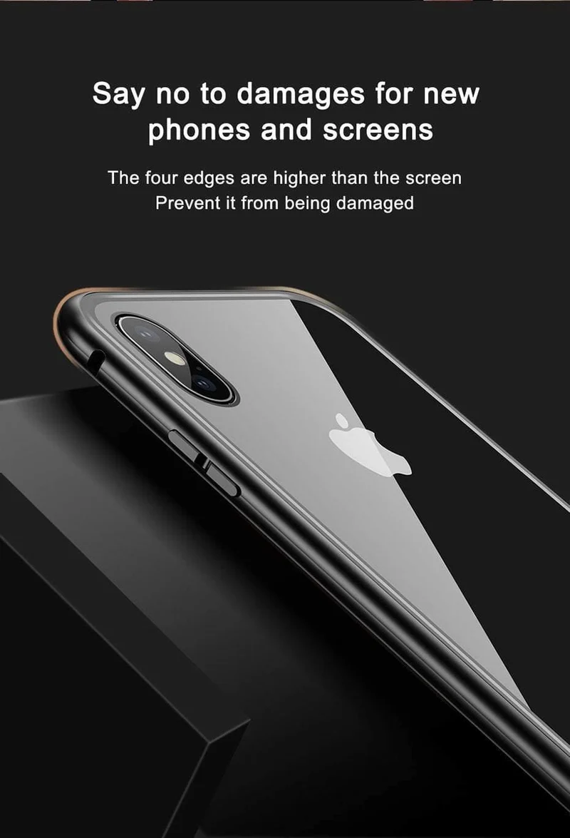 Baseus Magnetische Adsorption Flip Case für iPhone Xs Max Xs Metallrahmen Hartglashülle für iPhone Xs 2018 Telefon Coque Cover