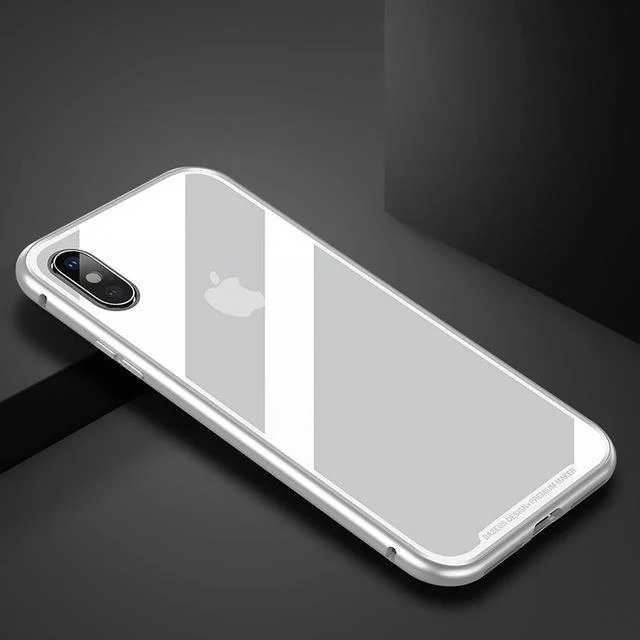 Baseus Magnetische Adsorption Flip Case für iPhone Xs Max Xs Metallrahmen Hartglashülle für iPhone Xs 2018 Telefon Coque Cover