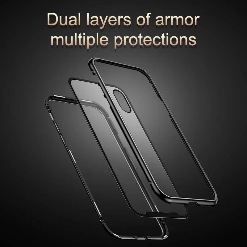 Baseus Magnetische Adsorption Flip Case für iPhone Xs Max Xs Metallrahmen Hartglashülle für iPhone Xs 2018 Telefon Coque Cover