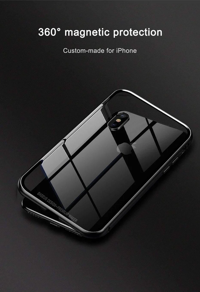 Baseus Magnetische Adsorption Flip Case für iPhone Xs Max Xs Metallrahmen Hartglashülle für iPhone Xs 2018 Telefon Coque Cover