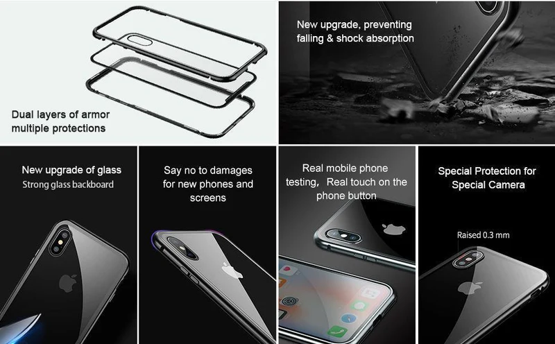Baseus Magnetische Adsorption Flip Case für iPhone Xs Max Xs Metallrahmen Hartglashülle für iPhone Xs 2018 Telefon Coque Cover