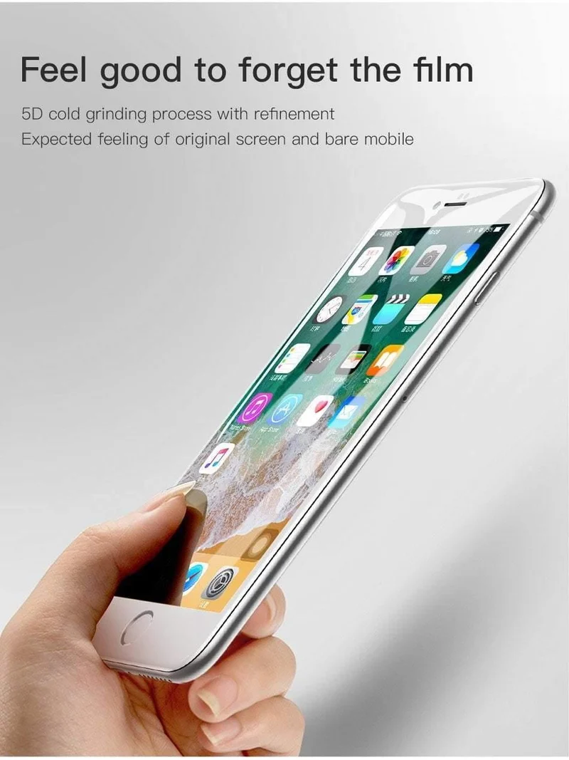 Baseus 5D Displayschutz für iPhone 7 8 gehärtetes Glas Vollbild Anti-Blaulicht-Frontglas für iPhone 7 Plus 8 Plus Glas