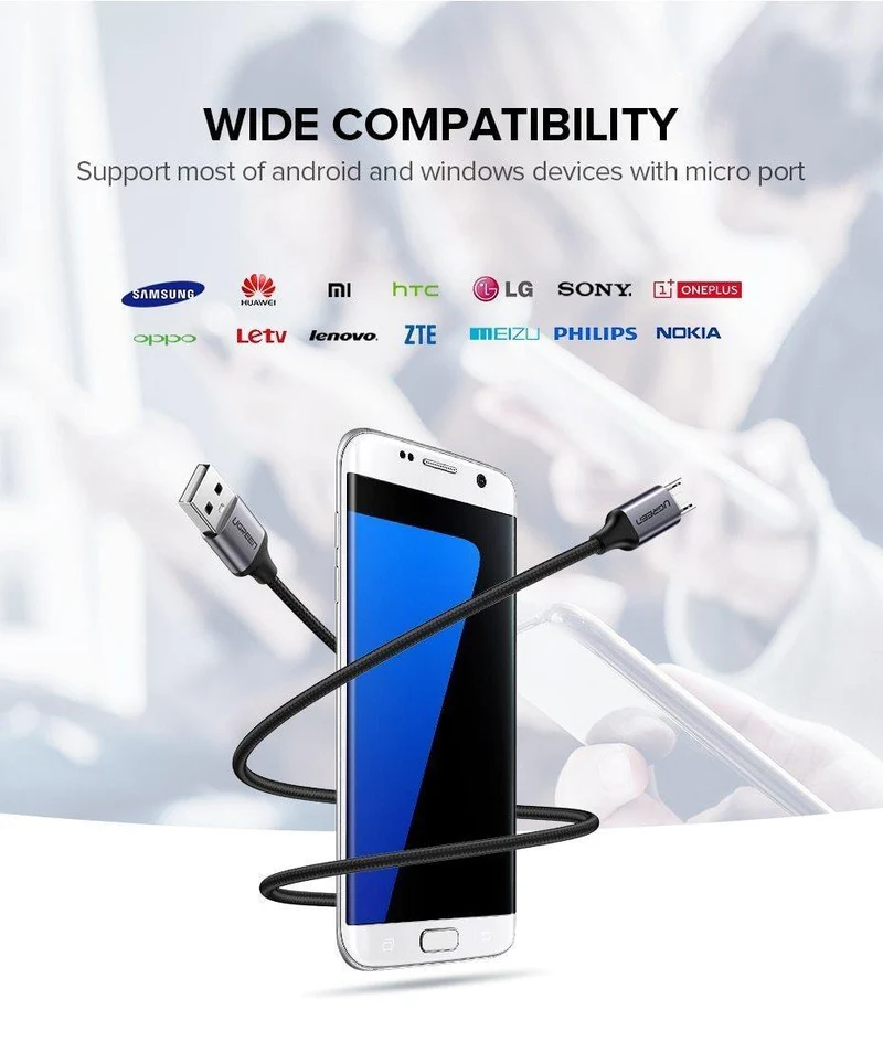 Ugreen Micro USB Kabel 2.4A Schnelle Lade Datenkabel für Xiaomi Redmi Hinweis Huawei HTC Handy Ladegerät Kabel Micro USB Kabel