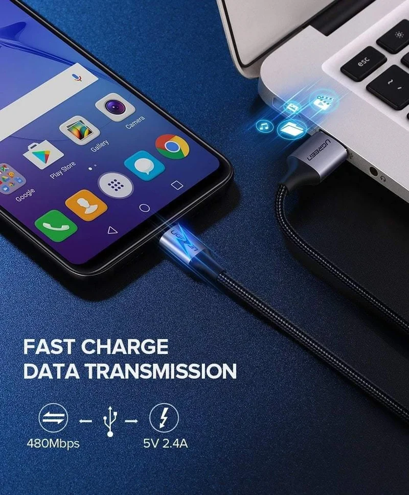 Ugreen Micro USB Kabel 2.4A Schnelle Lade Datenkabel für Xiaomi Redmi Hinweis Huawei HTC Handy Ladegerät Kabel Micro USB Kabel