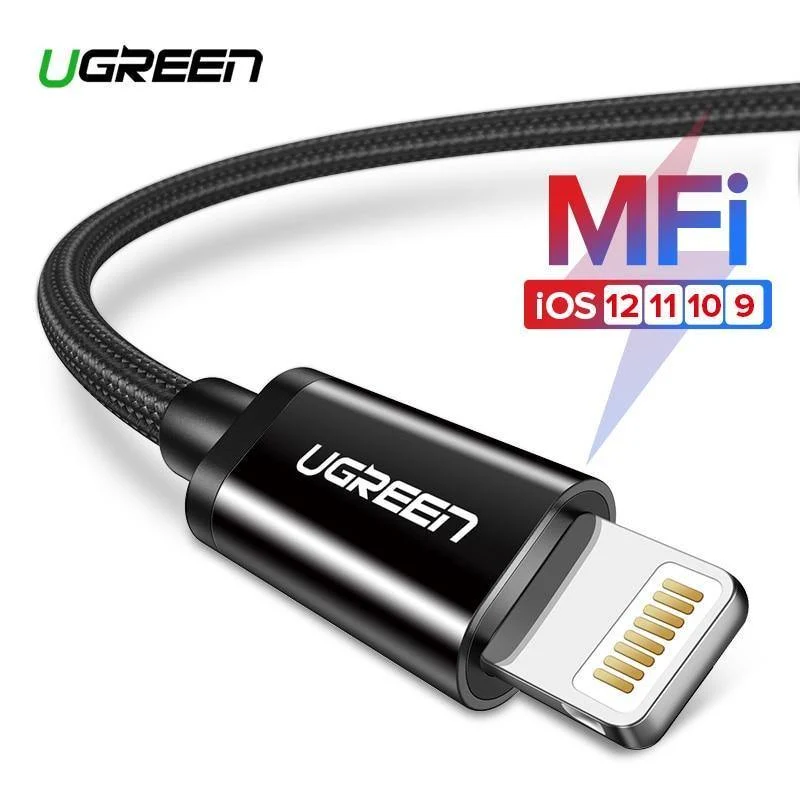 Ugreen MFi USB-Kabel für iPhone Xs Max 7 Plus 2.4A Schnelllade-Lightning-Kabel für iPhone 6 USB-Datenkabel Telefon-Ladekabel