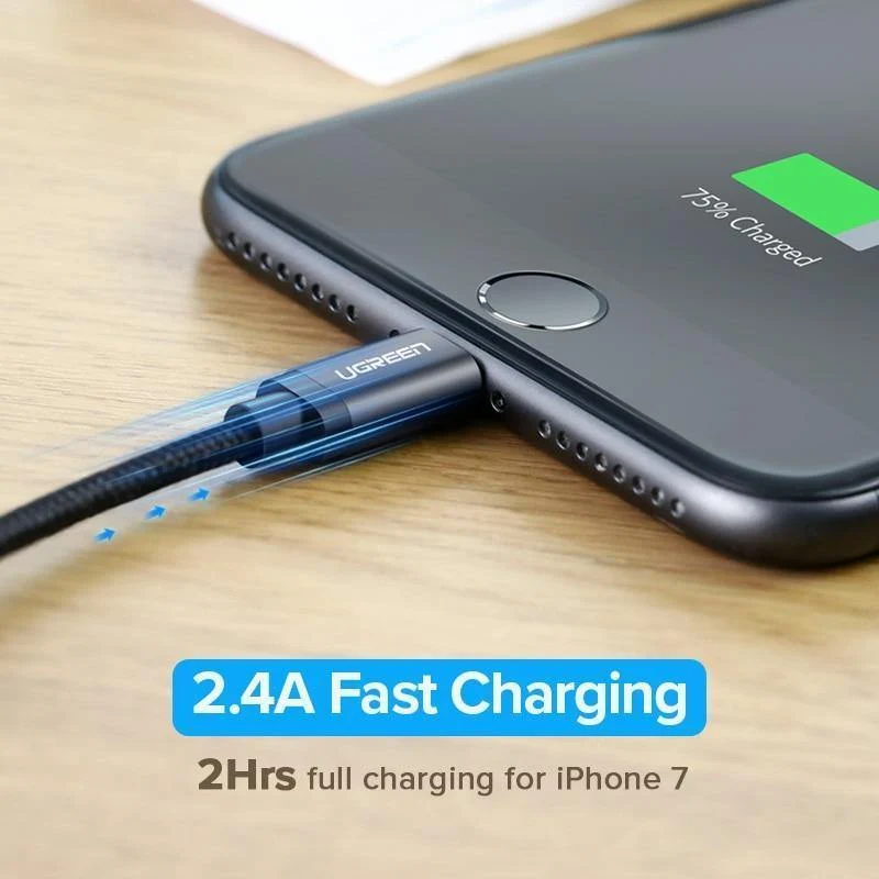 Ugreen MFi USB-Kabel für iPhone Xs Max 7 Plus 2.4A Schnelllade-Lightning-Kabel für iPhone 6 USB-Datenkabel Telefon-Ladekabel