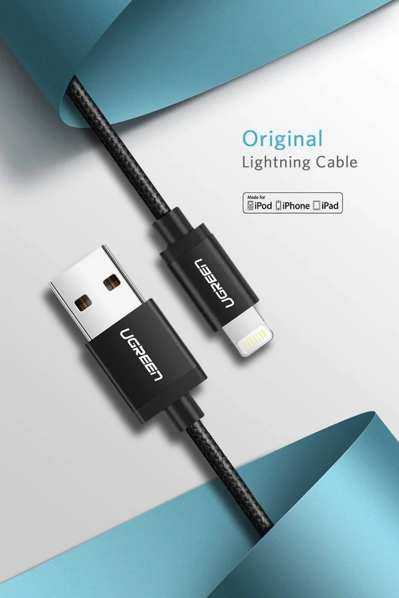 Ugreen MFi USB-Kabel für iPhone Xs Max 7 Plus 2.4A Schnelllade-Lightning-Kabel für iPhone 6 USB-Datenkabel Telefon-Ladekabel