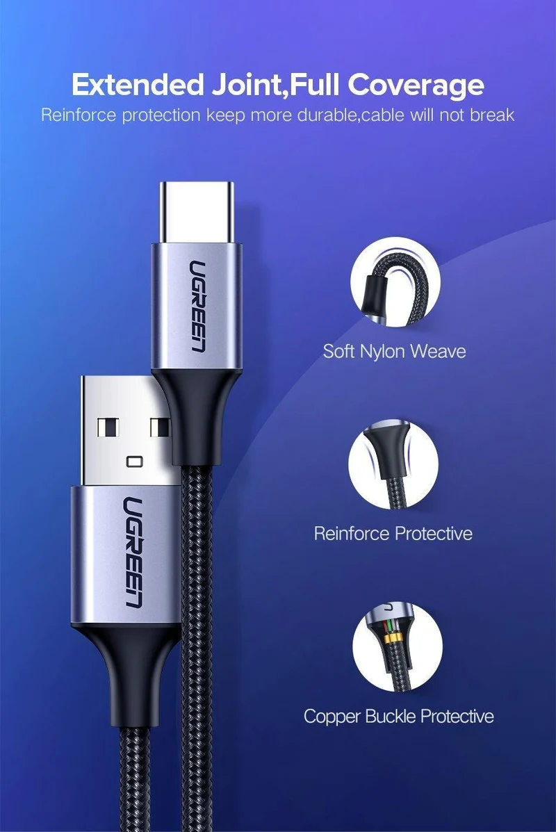 Ugreen USB Typ C Kabel USB C Schnelle Lade Datenkabel für Samsung Galaxy S9 S8 Plus Handy Ladegerät Kabel für Xiaomi Mi 8