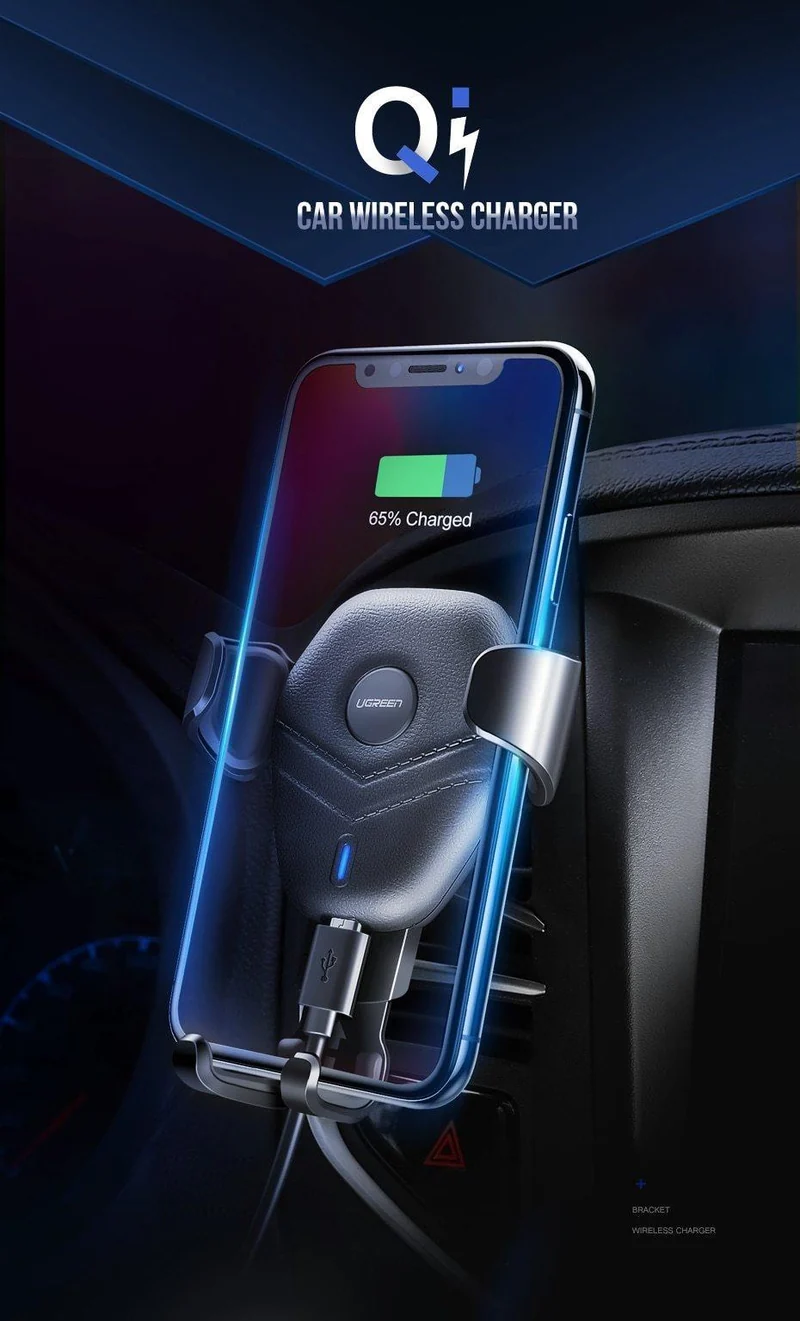 Ugreen Qi Car Wireless Charger für iPhone Xs XR X 8 10W Schnelles kabelloses Laden für Samsung Galaxy S9 S8 Kfz-Ladegerät
