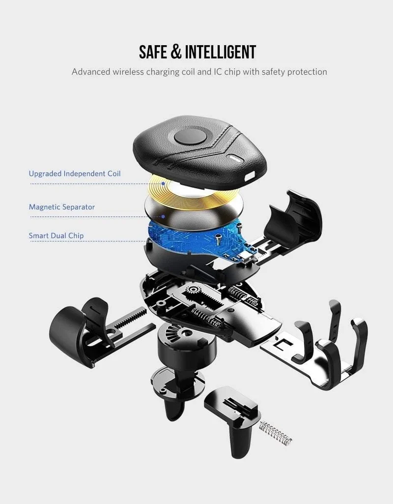 Ugreen Qi Car Wireless Charger für iPhone Xs XR X 8 10W Schnelles kabelloses Laden für Samsung Galaxy S9 S8 Kfz-Ladegerät