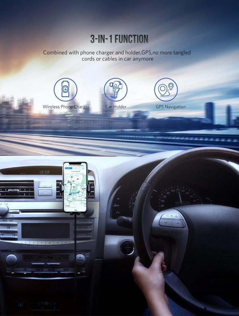 Ugreen Qi Car Wireless Charger für iPhone Xs XR X 8 10W Schnelles kabelloses Laden für Samsung Galaxy S9 S8 Kfz-Ladegerät
