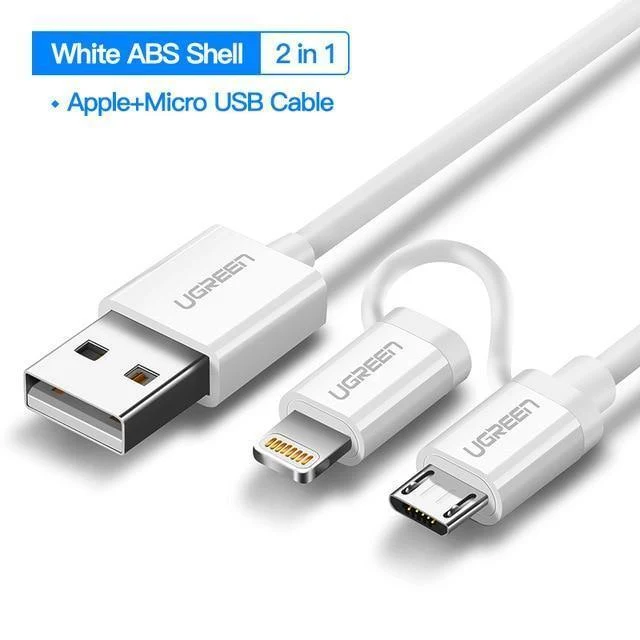 Ugreen USB-Kabel für iPhone XS X 8 7 6 Ladeladegerät 2 in 1 Micro-USB-Kabel für Android USB Typ C Typ-C Handykabel