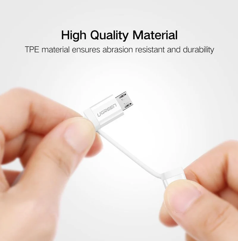 Ugreen USB-Kabel für iPhone XS X 8 7 6 Ladeladegerät 2 in 1 Micro-USB-Kabel für Android USB Typ C Typ-C Handykabel