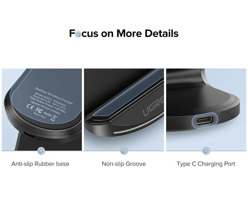 Ugreen Qi Wireless Ladegerät für iPhone X XS XR 8 Samsung S9 S8 10W Schnelle kabellose Ladestation für Xiaomi Phone Charger