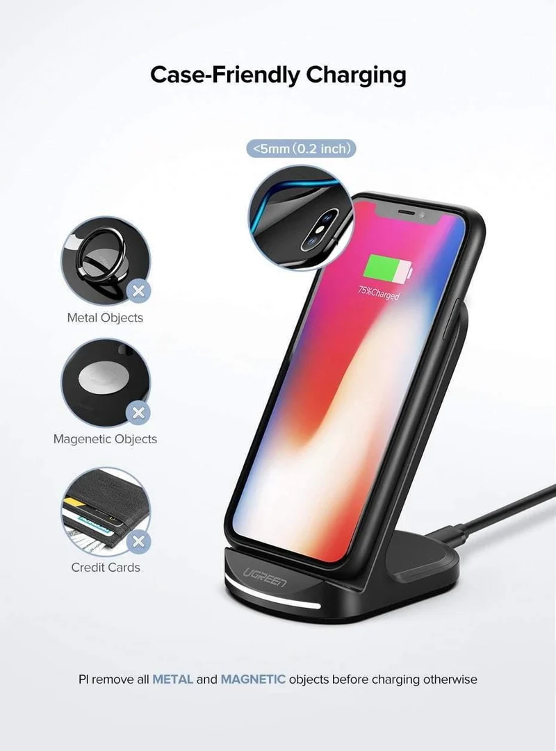 Ugreen Qi Wireless Ladegerät für iPhone X XS XR 8 Samsung S9 S8 10W Schnelle kabellose Ladestation für Xiaomi Phone Charger