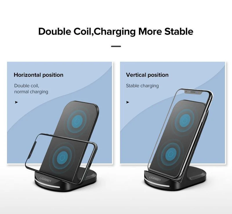 Ugreen Qi Wireless Ladegerät für iPhone X XS XR 8 Samsung S9 S8 10W Schnelle kabellose Ladestation für Xiaomi Phone Charger