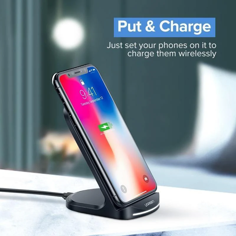 Ugreen Qi Wireless Ladegerät für iPhone X XS XR 8 Samsung S9 S8 10W Schnelle kabellose Ladestation für Xiaomi Phone Charger