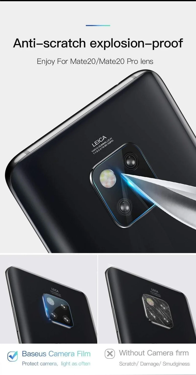 Baseus 0.2 mm gehärtetes Glas-Kameraobjektiv für Huawei Mate 20 Pro, Displayschutzfolie aus Glas für die Rückkamera für Mate 20