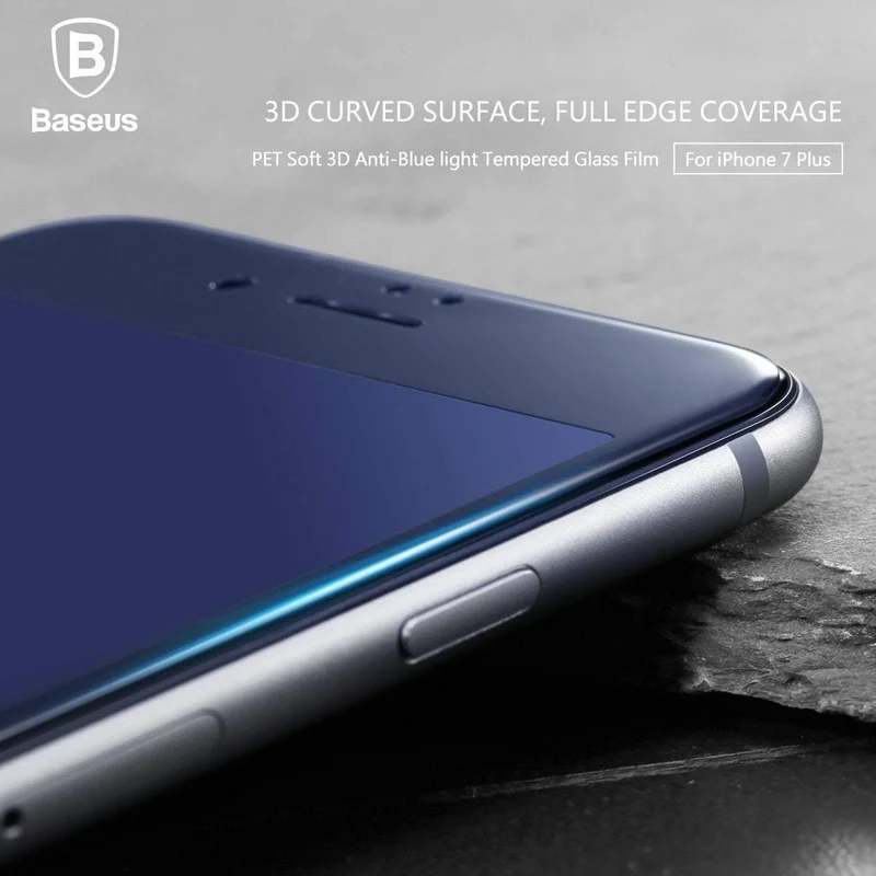 Baseus 0.23MM Displayschutz gehärtetes Glas für iPhone 8 7 6 6s Plus weicher 3D gebogener Full Cover Schutzfolie aus gehärtetem Glas